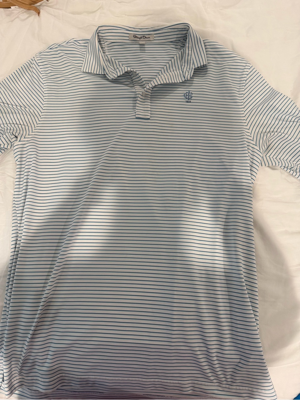 Striped Light Blue Golf Polo Shirt by Straight Down